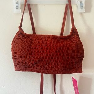 Xhilaration burnt orange D/DD square neck tie bikini top